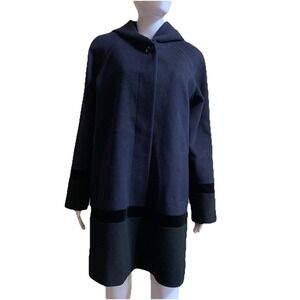 Forecaster of Boston Lamb Wool Winter Coat Hoodie Size 8 Women's Navy Blue Long
